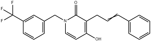 4-HYDROXY-3-[(E)-3-PHENYL-2-PROPENYL]-1-[3-(TRIFLUOROMETHYL)BENZYL]-2(1H)-PYRIDINONE Struktur