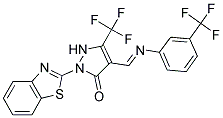 2-(1,3-BENZOTHIAZOL-2-YL)-5-(TRIFLUOROMETHYL)-4-((E)-{[3-(TRIFLUOROMETHYL)PHENYL]IMINO}METHYL)-1,2-DIHYDRO-3H-PYRAZOL-3-ONE Struktur