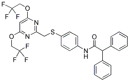 N-[4-[[[4,6-BIS(2,2,2-TRIFLUOROETHOXY)PYRIMIDIN-2-YL]METHYL]THIO]PHENYL]-2,2-DIPHENYLACETAMIDE Struktur