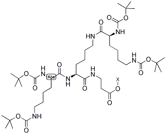 BOC-LYS(BOC)-LYS[BOC-LYS(BOC)]-BETA-ALA-O-PAM RESIN Struktur