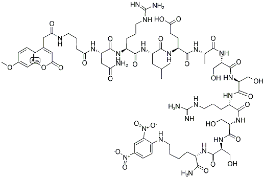 MCA-GAMMA-ABU-ASN-ARG-LEU-GLU-ALA-SER-SER-ARG-SER-SER-LYS(DNP)-NH2 Struktur