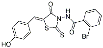 2-BROMO-N-[(5Z)-5-(4-HYDROXYBENZYLIDENE)-4-OXO-2-THIOXO-1,3-THIAZOLIDIN-3-YL]BENZAMIDE Struktur