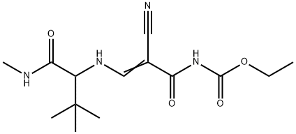 ETHYL N-[(Z)-2-CYANO-3-((2,2-DIMETHYL-1-[(METHYLAMINO)CARBONYL]PROPYL)AMINO)-2-PROPENOYL]CARBAMATE Struktur