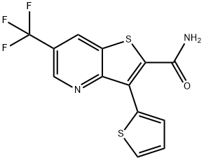 3-(2-THIENYL)-6-(TRIFLUOROMETHYL)THIENO[3,2-B]PYRIDINE-2-CARBOXAMIDE Struktur