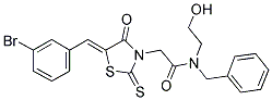 N-BENZYL-2-[(5Z)-5-(3-BROMOBENZYLIDENE)-4-OXO-2-THIOXO-1,3-THIAZOLIDIN-3-YL]-N-(2-HYDROXYETHYL)ACETAMIDE Struktur