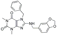 8-(BENZO[D][1,3]DIOXOL-5-YLMETHYLAMINO)-7-BENZYL-1,3-DIMETHYL-1H-PURINE-2,6(3H,7H)-DIONE Struktur