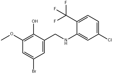 4-BROMO-2-([5-CHLORO-2-(TRIFLUOROMETHYL)ANILINO]METHYL)-6-METHOXYBENZENOL Struktur