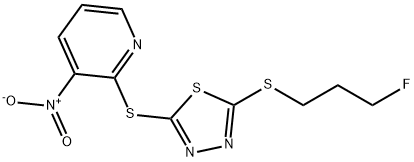 2-((5-[(3-FLUOROPROPYL)SULFANYL]-1,3,4-THIADIAZOL-2-YL)SULFANYL)-3-NITROPYRIDINE Struktur