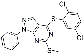 2,5-DICHLOROPHENYL 6-(METHYLSULFANYL)-1-PHENYL-1H-PYRAZOLO[3,4-D]PYRIMIDIN-4-YL SULFIDE Struktur