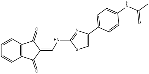 N-(4-(4-(((1,3-DIOXOINDAN-2-YLIDENE)METHYL)AMINO)-3,5-THIAZOLYL)PHENYL)ETHANAMIDE Struktur