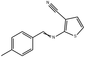 2-([(E)-(4-METHYLPHENYL)METHYLIDENE]AMINO)-3-THIOPHENECARBONITRILE Struktur