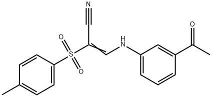 3-((3-ACETYLPHENYL)AMINO)-2-((4-METHYLPHENYL)SULFONYL)PROP-2-ENENITRILE Struktur