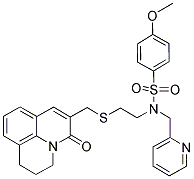 N-[2-[(2,3-DIHYDRO-5-OXO-(1H,5H)-BENZO[IJ]QUINOLIZIN-6-YL)METHYLTHIO]ETHYL]-4-METHOXY-N-(2-PYRIDINYLMETHYL)BENZENESULPHONAMIDE Struktur