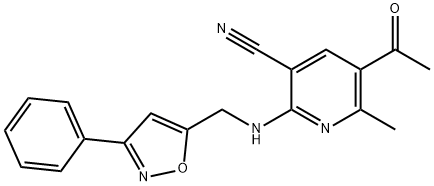 5-ACETYL-6-METHYL-2-([(3-PHENYL-5-ISOXAZOLYL)METHYL]AMINO)NICOTINONITRILE Struktur