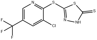 5-([3-CHLORO-5-(TRIFLUOROMETHYL)-2-PYRIDINYL]SULFANYL)-1,3,4-THIADIAZOL-2-YLHYDROSULFIDE Struktur