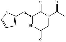 1-ACETYL-3-(2-THIENYLMETHYLENE)TETRAHYDRO-2,5-PYRAZINEDIONE Struktur