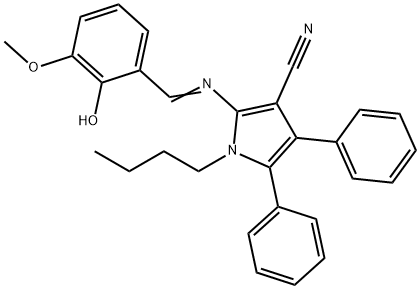 1-BUTYL-2-([(E)-(2-HYDROXY-3-METHOXYPHENYL)METHYLIDENE]AMINO)-4,5-DIPHENYL-1H-PYRROLE-3-CARBONITRILE Struktur