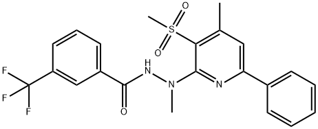 N'-METHYL-N'-[4-METHYL-3-(METHYLSULFONYL)-6-PHENYL-2-PYRIDINYL]-3-(TRIFLUOROMETHYL)BENZENECARBOHYDRAZIDE Struktur