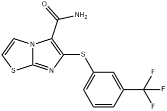 6-([3-(TRIFLUOROMETHYL)PHENYL]SULFANYL)IMIDAZO[2,1-B][1,3]THIAZOLE-5-CARBOXAMIDE Struktur