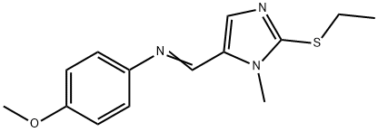 N-([2-(ETHYLSULFANYL)-1-METHYL-1H-IMIDAZOL-5-YL]METHYLENE)-4-METHOXYANILINE Struktur