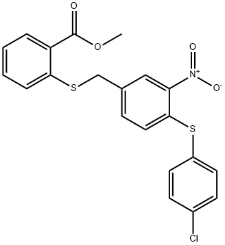 METHYL 2-((4-[(4-CHLOROPHENYL)SULFANYL]-3-NITROBENZYL)SULFANYL)BENZENECARBOXYLATE Struktur