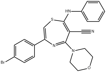 7-ANILINO-3-(4-BROMOPHENYL)-5-MORPHOLINO-1,4-THIAZEPINE-6-CARBONITRILE Struktur