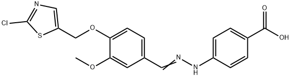 4-[2-((E)-(4-[(2-CHLORO-1,3-THIAZOL-5-YL)METHOXY]-3-METHOXYPHENYL)METHYLIDENE)HYDRAZINO]BENZENECARBOXYLIC ACID Struktur