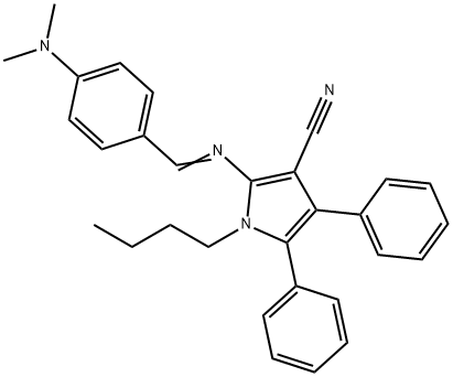 1-BUTYL-2-(((E)-[4-(DIMETHYLAMINO)PHENYL]METHYLIDENE)AMINO)-4,5-DIPHENYL-1H-PYRROLE-3-CARBONITRILE Struktur