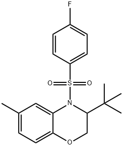 3-(TERT-BUTYL)-4-[(4-FLUOROPHENYL)SULFONYL]-6-METHYL-3,4-DIHYDRO-2H-1,4-BENZOXAZINE Struktur