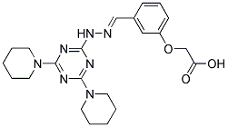 (E)-2-(3-((2-(4,6-DI(PIPERIDIN-1-YL)-1,3,5-TRIAZIN-2-YL)HYDRAZONO)METHYL)PHENOXY)ACETIC ACID Struktur