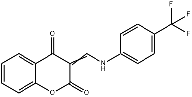 3-((Z)-[4-(TRIFLUOROMETHYL)ANILINO]METHYLIDENE)-2H-CHROMENE-2,4-DIONE Struktur