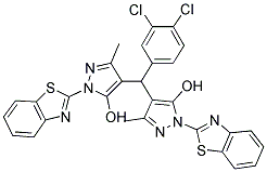 4,4'-((3,4-DICHLOROPHENYL)METHYLENE)BIS(1-(BENZO[D]THIAZOL-2-YL)-3-METHYL-1H-PYRAZOL-5-OL) Struktur