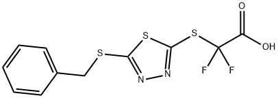 2-([5-(BENZYLSULFANYL)-1,3,4-THIADIAZOL-2-YL]SULFANYL)-2,2-DIFLUOROACETIC ACID Struktur