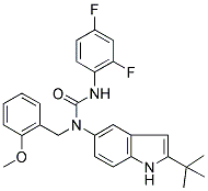 N-(2-TERT-BUTYL-(1H)-INDOL-5-YL)-N'-(2,4-DIFLUOROPHENYL)-N-(2-METHOXYBENZYL)UREA Struktur