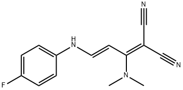 2-[1-(DIMETHYLAMINO)-3-(4-FLUOROANILINO)-2-PROPENYLIDENE]MALONONITRILE Struktur