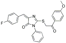 (E)-4-(4-FLUOROBENZYLIDENE)-2-(2-(4-METHOXYPHENYL)-2-OXOETHYLTHIO)-1-PHENYL-1H-IMIDAZOL-5(4H)-ONE Struktur