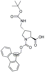 (S)-N-ALPHA-(9-FLUORENYLMETHYLOXYCARBONYL)-TRANS-4-(T-BUTYLOXYCARBONYL-AMINOMETHYL)-PROLINE Struktur