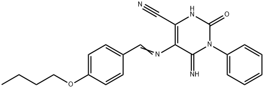 5-(1-AZA-2-(4-BUTOXYPHENYL)VINYL)-4-IMINO-2-OXO-3-PHENYL-1H-1,3-DIAZINE-6-CARBONITRILE Struktur