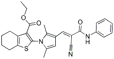 (E)-ETHYL 2-(3-(2-CYANO-3-OXO-3-(PHENYLAMINO)PROP-1-ENYL)-2,5-DIMETHYL-1H-PYRROL-1-YL)-4,5,6,7-TETRAHYDROBENZO[B]THIOPHENE-3-CARBOXYLATE Struktur