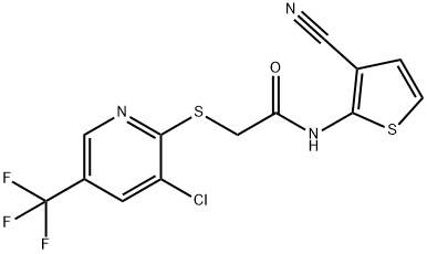 2-([3-CHLORO-5-(TRIFLUOROMETHYL)-2-PYRIDINYL]SULFANYL)-N-(3-CYANO-2-THIENYL)ACETAMIDE Struktur