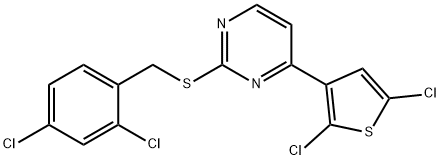 2,4-DICHLOROBENZYL 4-(2,5-DICHLORO-3-THIENYL)-2-PYRIMIDINYL SULFIDE Struktur