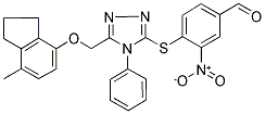 4-[(5-([(7-METHYL-2,3-DIHYDRO-1H-INDEN-4-YL)OXY]METHYL)-4-PHENYL-4H-1,2,4-TRIAZOL-3-YL)THIO]-3-NITROBENZALDEHYDE Struktur