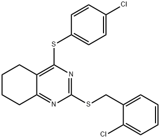 2-CHLOROBENZYL 4-[(4-CHLOROPHENYL)SULFANYL]-5,6,7,8-TETRAHYDRO-2-QUINAZOLINYL SULFIDE Struktur