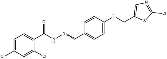 2,4-DICHLORO-N'-((E)-(4-[(2-CHLORO-1,3-THIAZOL-5-YL)METHOXY]PHENYL)METHYLIDENE)BENZENECARBOHYDRAZIDE Struktur