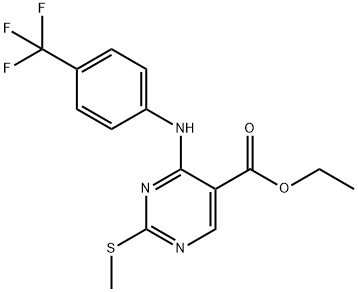 ETHYL 2-(METHYLSULFANYL)-4-[4-(TRIFLUOROMETHYL)ANILINO]-5-PYRIMIDINECARBOXYLATE Struktur