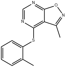 3-METHYL-4-[(2-METHYLPHENYL)SULFANYL]ISOXAZOLO[5,4-D]PYRIMIDINE Struktur