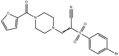 2-((4-BROMOPHENYL)SULFONYL)-3-(4-(2-FURYLCARBONYL)PIPERAZINYL)PROP-2-ENENITRILE Struktur