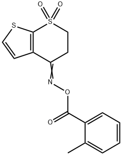 4-([(2-METHYLBENZOYL)OXY]IMINO)-3,4-DIHYDRO-1LAMBDA6-THIENO[2,3-B]THIOPYRAN-1,1(2H)-DIONE Struktur