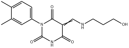 1-(3,4-DIMETHYLPHENYL)-5-([(3-HYDROXYPROPYL)AMINO]METHYLENE)-2,4,6(1H,3H,5H)-PYRIMIDINETRIONE Struktur