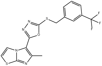 5-(6-METHYLIMIDAZO[2,1-B][1,3]THIAZOL-5-YL)-1,3,4-OXADIAZOL-2-YL 3-(TRIFLUOROMETHYL)BENZYL SULFIDE Struktur